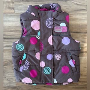 PLEASE MUM Kids Fleece Lined Brown Polka Dot Puffer Vest